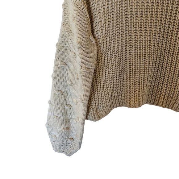 Moon and Madison Chunky Knit Polka Dot Balloon Sleeved‎ Ivory Sweater M Medium - Picture 3 of 10